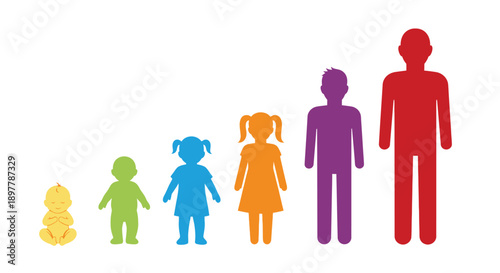 Silhouettes of a family showing growth from baby to adult