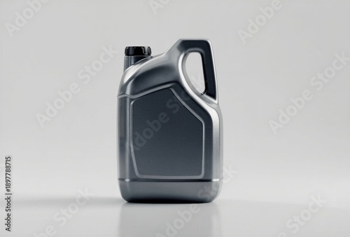 Sleek Dark Gray Plastic Jerrycan for Industrial Liquids on Light Background