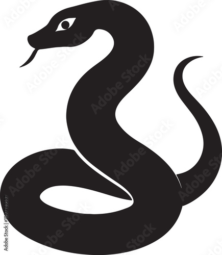 Snake Silhouette Icon,Serpent Symbol Design