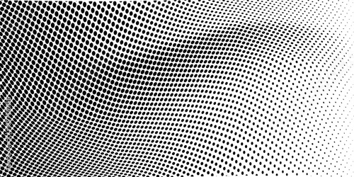 Halftone dotted gradient. Screen tone bg. Black pixel speckle wave background. Retro noise effect comic pattern. Retro grain dust overlay. Dot grid print banner. Grungy faded dirt dust vintage design
