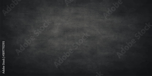 Fotografia A dark and empty black chalkboard background features an aged grunge texture wit