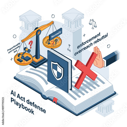 AI Act Defense Playbook Open Book Illustration.
