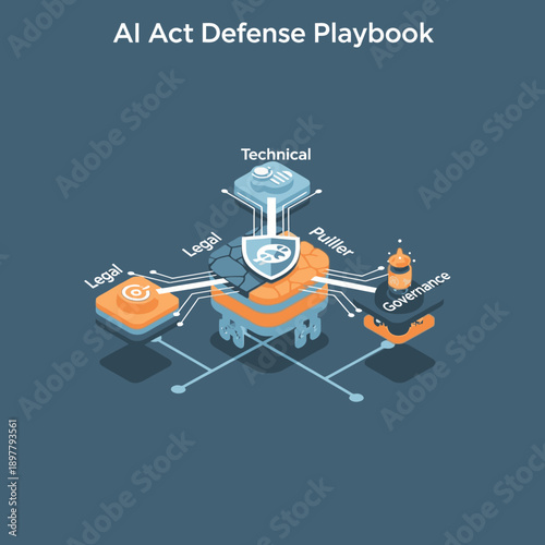 AI Act Defense Playbook Infographic Illustration.