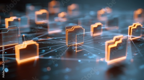 Digital folders network connection concept