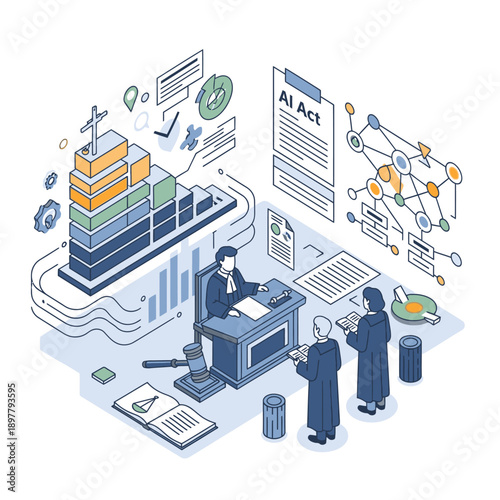 Business Professionals Reviewing AI Act Document.