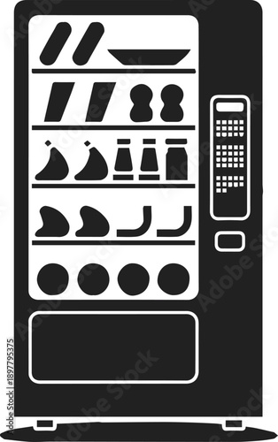 vending machine icon black and white vector for signage instruction