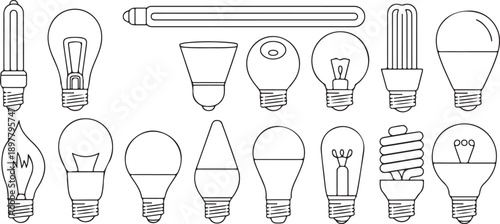 bulb vector set light bulb icons shapes for design and education