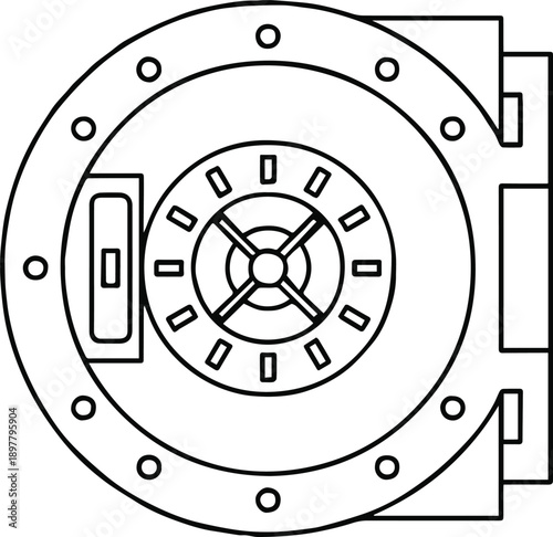 vault safe door outline vector graphic protection finance symbol