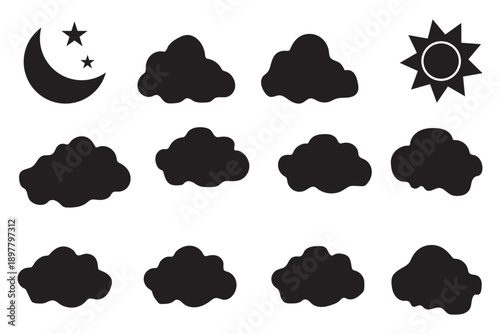 set cloud abstract black cloudy vector illustration