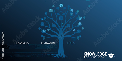 Abstract tree illustration representing growth knowledge data and innovation