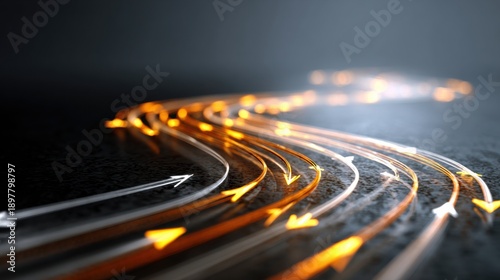 Strategic Planning Concept With Abstract Arrows and Light Paths Showing Direction and Movement in a Modern Design Setting