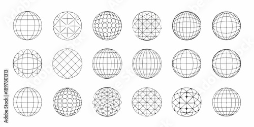 A series of spherical geometric designs with varying line patterns