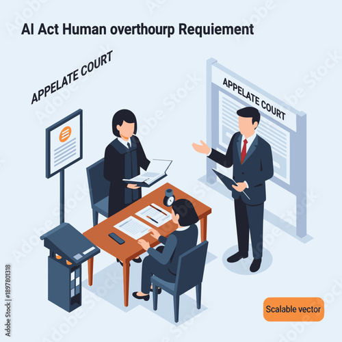 Lawyer and Judge in Courtroom Scene.