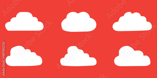 Collection of fluffy black cloud vector silhouettes isolated icons for sky weather forecast and cartoon comic book background design elements.