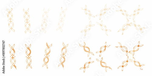 Abstract patterns resembling chromosomes displayed in varying transparency