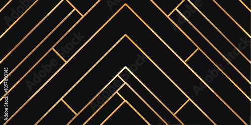 Geometric pattern with intersecting gold lines on a black background