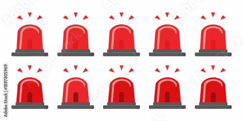 Arrangement of red emergency vehicle lights with rotating beacons