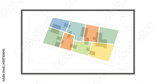 Colorful Urban Planning Map with Building Layouts and Zones