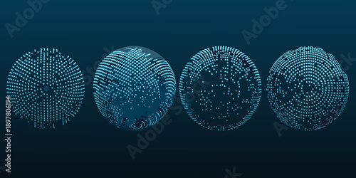 Four stages of digital sphere formation from data points