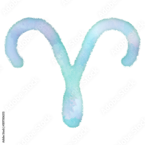 Obraz na płótnie 十二星座 おひつじ座 牡羊座 Aries 星座 占い 水彩画タッチ デザインアイコン 優しい エコロジー シンボル スタンプ