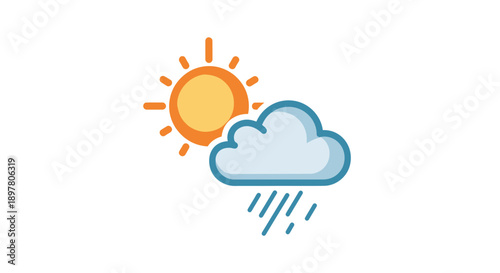 Sun and Rain Cloud Icons - Weather Forecast Symbol