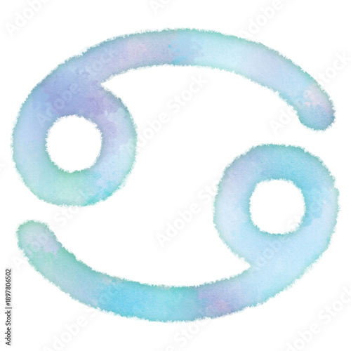 Obraz na płótnie 十二星座 かに座 蟹座 Cancer 星座 占い 水彩画タッチ デザインアイコン 優しい エコロジー シンボル スタンプ