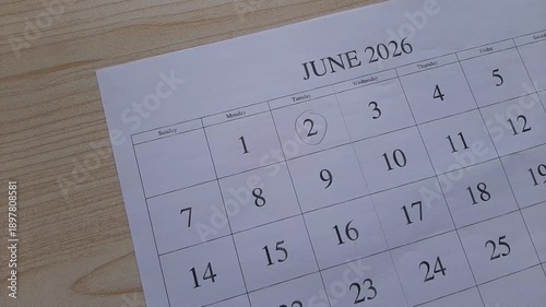 marking 2 June 2026 date on the calendar
