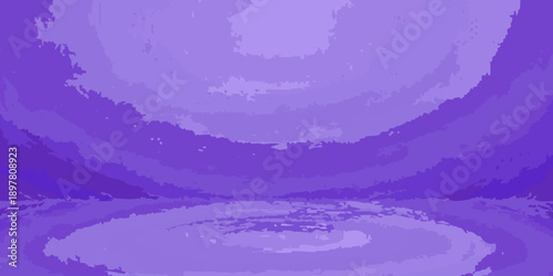 Abstract purple tunnel or cave with a reflective water surface