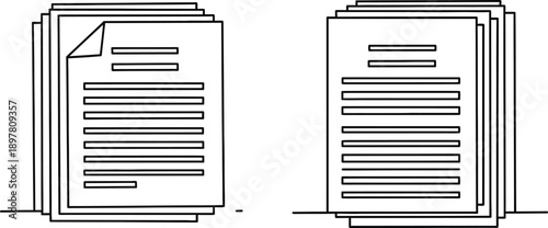 Neatly stacked paper documents, an essential icon for business administration, office organization, and digital file management