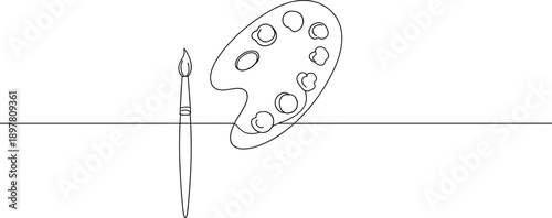 Artistic Palette and Brush, Symbolizing Creativity and the Art of Painting and Drawing
