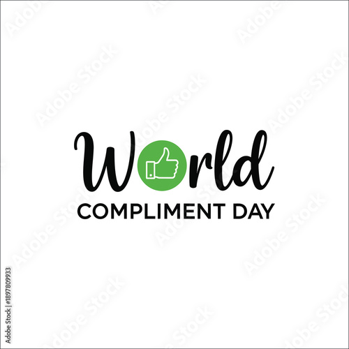 World compliment day lettering with green thumbs up icon
