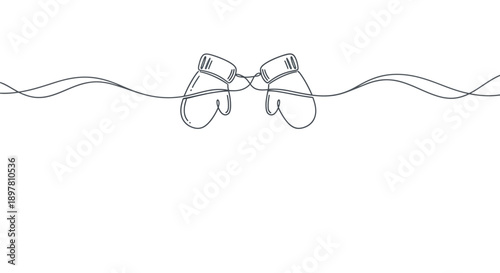 Continuous Line Drawing of Two Mittens Tied Together - A Symbol of Winter Warmth, Love, and Enduring Connection