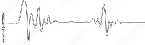 Dynamic Grey Waveform Displaying Data Fluctuations with Marked Peaks, Ideal for Scientific, Medical, or Audio Visualization Graphics