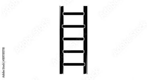 A simple black ladder illustration stands vertically on a plain white background depicting a basic climbing structure