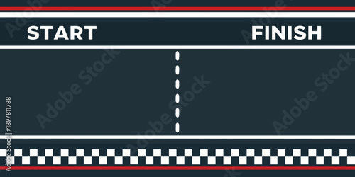 A minimalist race track illustration with start and finish lines