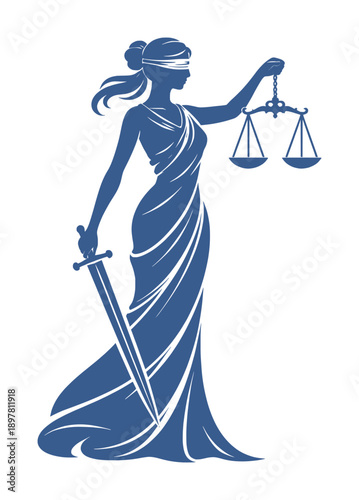 themis - the justice goddess (silhouette drawing)