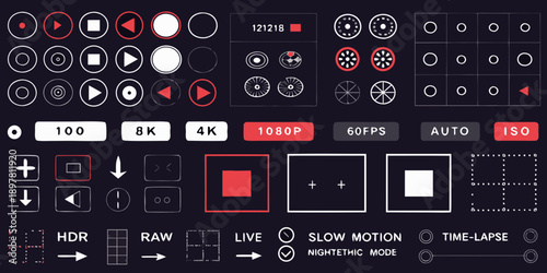Digital interface displaying camera controls and video settings