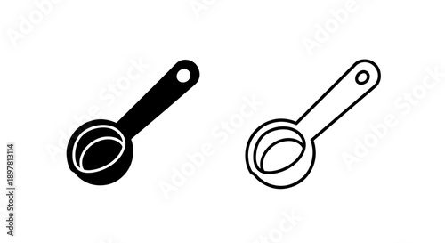 Simple black and white spoon icon for cooking and measurement