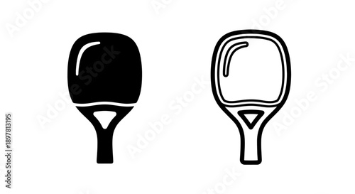 Icons of a paddle, symbolizing sports, games, and active recreation in black and white