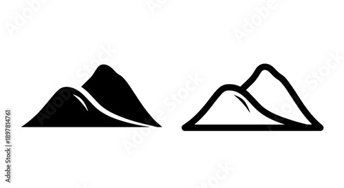 Quadro em tela Rolling Hills Silhouette and Outline Icons