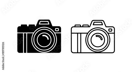 Classic camera illustration in fill and outline, perfect for photography and design projects