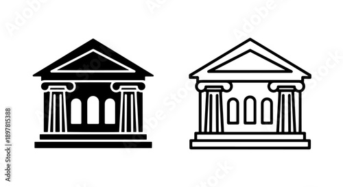 Classical building with columns and arched entrances, symbolizing finance, government, or institution