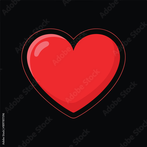 A large red heart with a glossy appearance