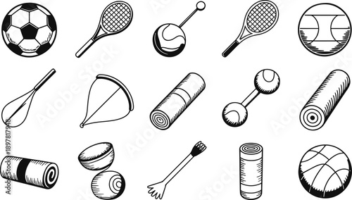 Collection of Various Sports Equipment and Accessories