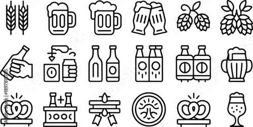 Icon Set of Beer and Brewing Elements