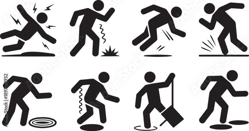 Illustrations of People Experiencing Various Accidents and Injuries