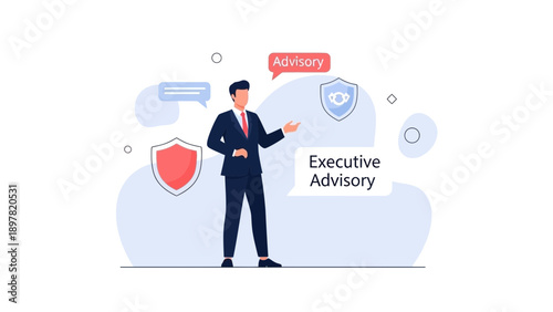 Executive Advisory: Businessman offering guidance and security for business growth