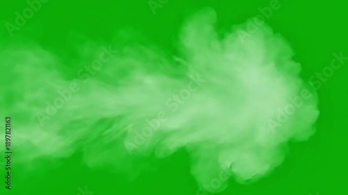 A video of white smoke moving across a green screen background