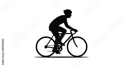 A stark silhouette depicts a cyclist in motion showcasing the dynamic form of human powered transportation high quality professional