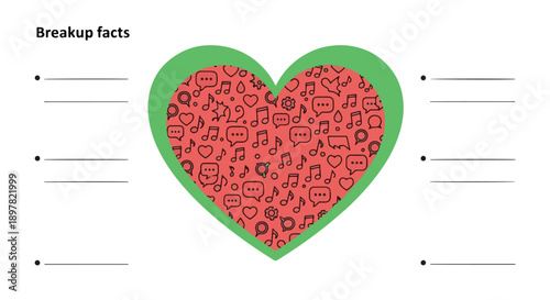 Heart shape filled with social media symbols and icons